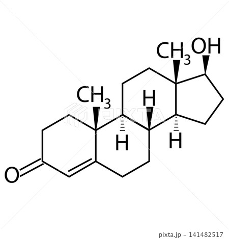 Structural chemical formulas of testosterone molecule. Molecular chemical formula of sex hormone. Testosterone male sex hormone (androgen) molecule sign. Structural chemical formulas of testosterone molecule. Molecular chemical formula of sex hormone. Testosterone male sex hormone (androgen) molecule sign. 141482517