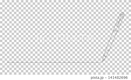 万年筆とアンダーラインのセット、線画 万年筆とアンダーラインのセット、線画 141482696