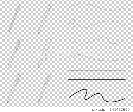 ペンとアンダーラインのセット、線画 141482699