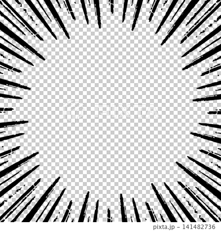 Concentration lines background, hand-drawn lines, manga style, frame, square size Concentration lines background, hand-drawn lines, manga style, frame, square size 141482736