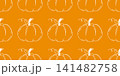 Silhouettes of ripe pumpkins on an orange background 141482758