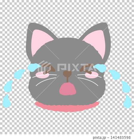 Hand-drawn style icon illustration of a crying black cat Hand-drawn style icon illustration of a crying black cat 141483598
