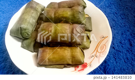 steamed banana bread roll stuffed with cheese 141483810