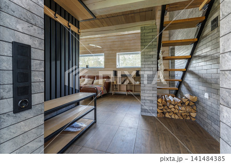 Modern Country House Hallway and Living Room Interior 141484385