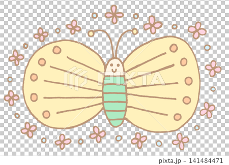 かわいいチョウチョの手描き風イラスト素材 かわいいチョウチョの手描き風イラスト素材 141484471