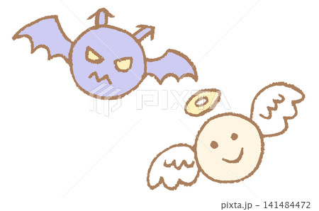 天使と悪魔のかわいいキャラクターイラスト素材 天使と悪魔のかわいいキャラクターイラスト素材 141484472