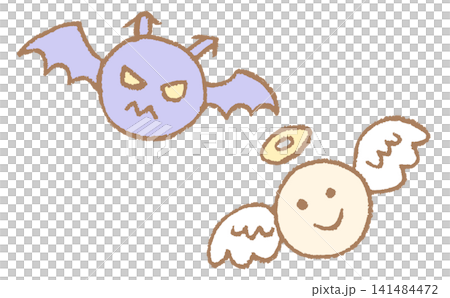 天使と悪魔のかわいいキャラクターイラスト素材 天使と悪魔のかわいいキャラクターイラスト素材 141484472