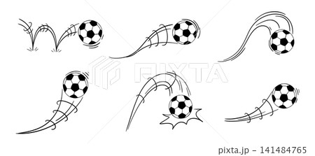 Vector illustration of airborne football soccer with movement cartoon lines. Sketch sporting icons set for athletic designs, games, and team projects isolated on white. Vector illustration of airborne football soccer with movement cartoon lines. Sketch sporting icons set for athletic designs, games, and team projects isolated on white. 141484765