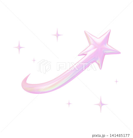 ゆめかわいいオーロラカラーホログラフィック3Dアイコン 流れ星 ゆめかわいいオーロラカラーホログラフィック3Dアイコン 流れ星 141485177