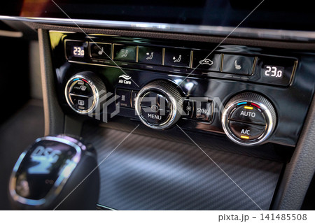 Modern car climate control panel inside vehicle Modern car climate control panel inside vehicle 141485508