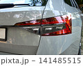Rear taillight detail on modern silver SUV 141485515