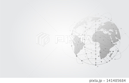 Worldwide digital business communication concept with light grey circuit globe on white background. Worldwide digital business communication concept with light grey circuit globe on white background. 141485684
