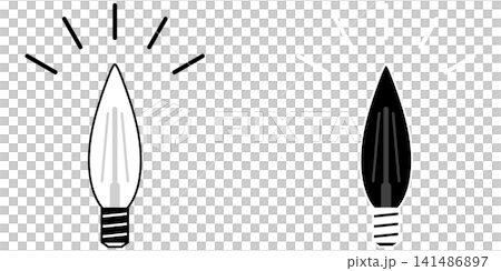 LED燈泡圖示插圖集/用於激發靈感和創意的插圖素材 141486897