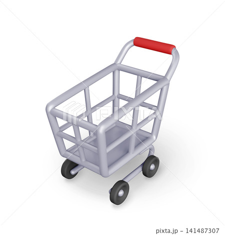 3D shopping cart on white 141487307