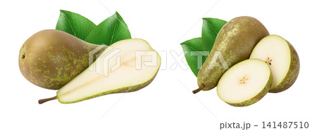 Green conference pear isolated on white background with full depth of field 141487510