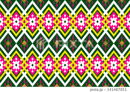 Geometric ethnic Navajo pattern. Aztec Boho geometric pattern. Native American Southwestern style. Fabric design for clothing, textile, wrapping, background, wallpaper, carpet, print, embroidery style Geometric ethnic Navajo pattern. Aztec Boho geometric pattern. Native American Southwestern style. Fabric design for clothing, textile, wrapping, background, wallpaper, carpet, print, embroidery style 141487851