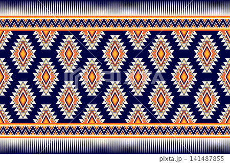 Geometric ethnic Navajo pattern. Aztec Boho geometric pattern. Native American Southwestern style. Fabric design for clothing, textile, wrapping, background, wallpaper, carpet, print, embroidery style Geometric ethnic Navajo pattern. Aztec Boho geometric pattern. Native American Southwestern style. Fabric design for clothing, textile, wrapping, background, wallpaper, carpet, print, embroidery style 141487855