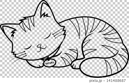 Cute Sleeping Cat Line Art Cute Sleeping Cat Line Art 141488687