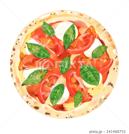 美味しそうなマルゲリータピザのイラスト 美味しそうなマルゲリータピザのイラスト 141488752