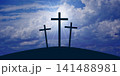 crosses against a background of clouds 141488981