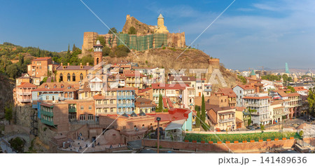 Panoramic View of Narikala Fortress and Old Town Architecture in Tbilisi, Georgia Panoramic View of Narikala Fortress and Old Town Architecture in Tbilisi, Georgia 141489636