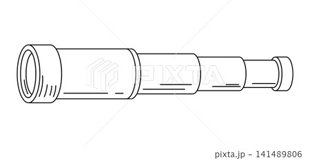 Nautical telescope. Travel and tourism line symbol. Retro style conceptual illustration. Nautical telescope. Travel and tourism line symbol. Retro style conceptual illustration. 141489806