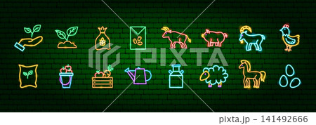 Farming Rural Life Neon Objects Farming Rural Life Neon Objects 141492666