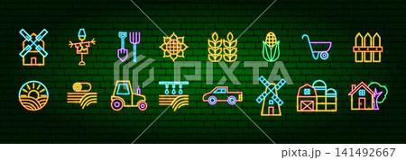 Farm Agriculture Neon Objects 141492667