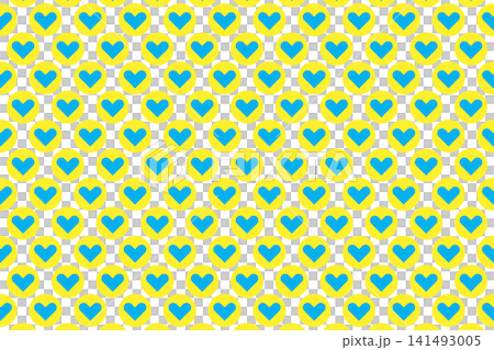 blue hearts in yellow circles on green background vector pattern blue hearts in yellow circles on green background vector pattern 141493005