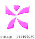 撫子のピンクの花びらと人物モチーフの抽象グラフィックイラスト素材 141495020