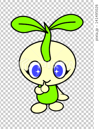 Cute character illustrations featuring young leaves and nature motifs. Cute character illustrations featuring young leaves and nature motifs. 141495026