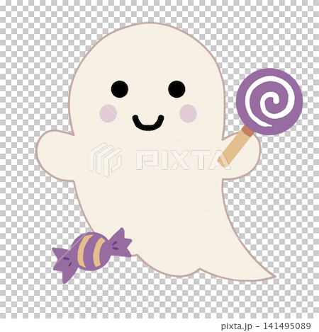 Cute ghost and candy (transparent background) Cute ghost and candy (transparent background) 141495089