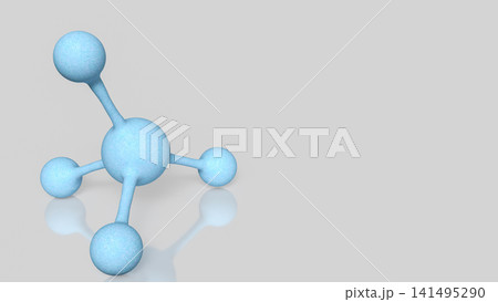 Blue Molecular Structure Model on Minimal White Background 3d render. 141495290