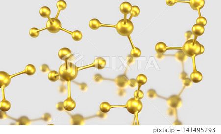 Golden Molecular Structures on Minimal White Scientific Background 3d render. Golden Molecular Structures on Minimal White Scientific Background 3d render. 141495293