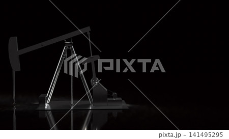 Industrial Oil Pump Jack on Dramatic Black Background 3d render. Industrial Oil Pump Jack on Dramatic Black Background 3d render. 141495295