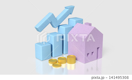 Real Estate Growth and Home Investment Success Concept 3d render. Real Estate Growth and Home Investment Success Concept 3d render. 141495308