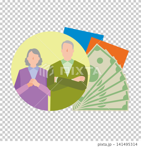 An elderly couple thinking about their pensions 141495314