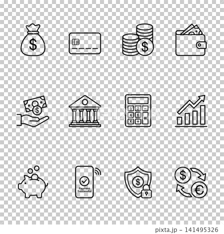Finance and Banking Minimalist Line Icon Set Finance and Banking Minimalist Line Icon Set 141495326