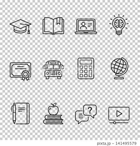 Education and E-Learning Minimalist Line Icon Set Education and E-Learning Minimalist Line Icon Set 141495579