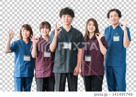 Doctors, caregivers, and osteopaths wearing scrubs Doctors, caregivers, and osteopaths wearing scrubs 141495749