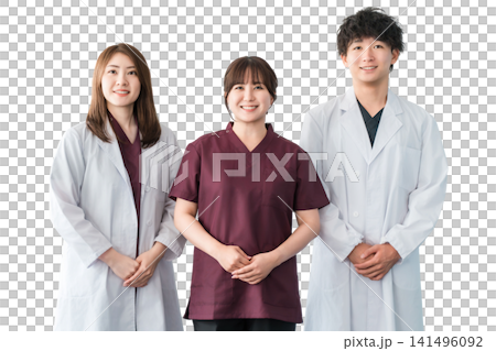 白衣,スクラブを着た医師,ドクター,看護師の医療従事者の男女スタッフ 白衣,スクラブを着た医師,ドクター,看護師の医療従事者の男女スタッフ 141496092