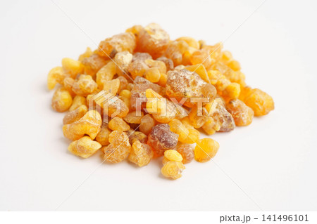 Frankincense or olibanum aromatic resin isolated on white background used in incense and perfumes. 141496101
