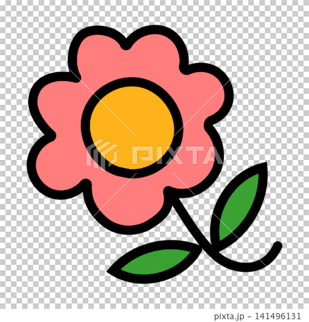 シンプルでかわいい茎のついた花のイラスト(赤色) シンプルでかわいい茎のついた花のイラスト(赤色) 141496131