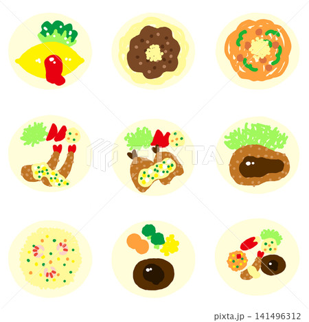 アイコン風洋食イラストセット アイコン風洋食イラストセット 141496312