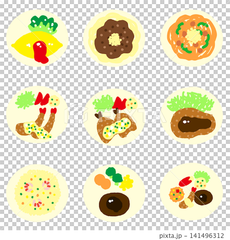 アイコン風洋食イラストセット アイコン風洋食イラストセット 141496312