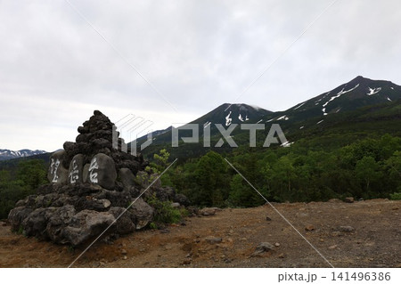 初夏〜夏の北海道、美瑛、十勝岳望岳台から美瑛や十勝岳連峰を望む、大雪山国立公園をトレッキング 141496386