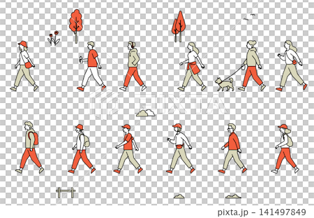 ウォーキングする人たち ウォーキングする人たち 141497849