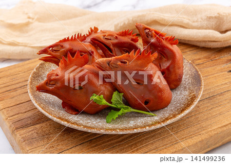 five-Spice Smoked Chicken Head, Traditional Chinese Braised Delicacy 141499236