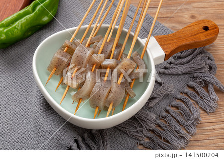 chilled konjac jelly slices mixed with fresh celery and chili 141500204
