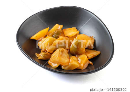 pickled mustard tuber chunks seasoned traditional salty preserved vegetable 141500392